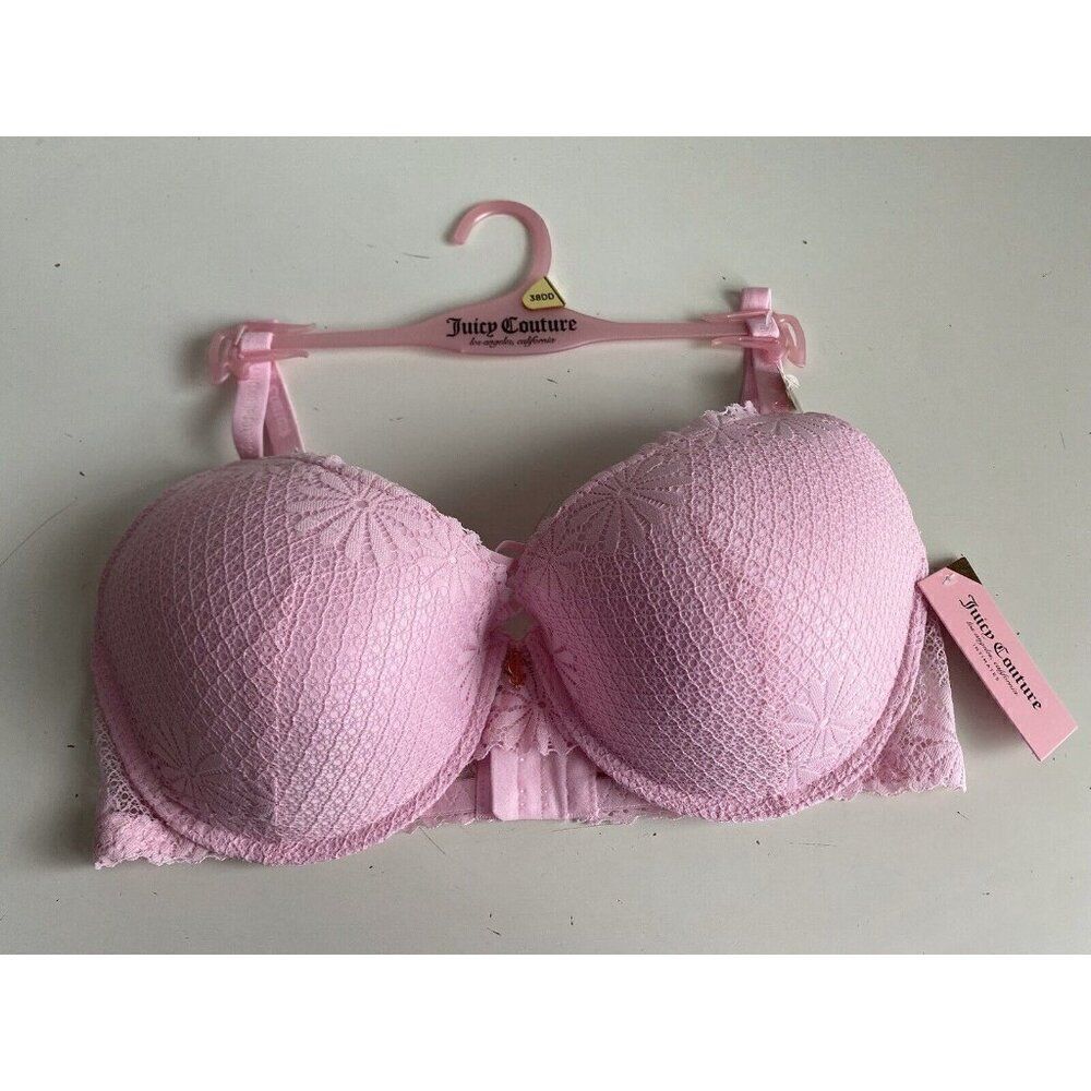 Juicy Couture Sexy Push Up Bra Sz 38DD Angel Fruit Underwire JC5275Z Lace NEW